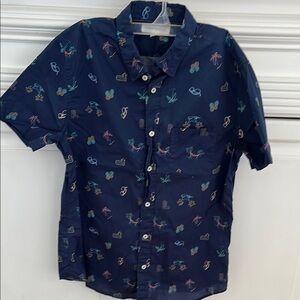 Aeropostale Navy Short Sleeve button down Shirt beach